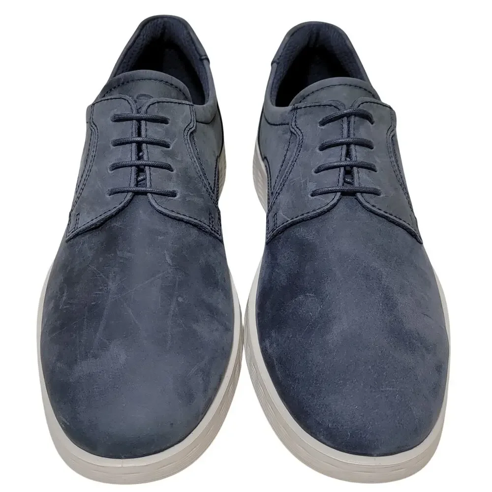 Ecco Men S Lite Hybrid Plain Toe Oxfords Size US 7 EU 41 Marine Blue Leather